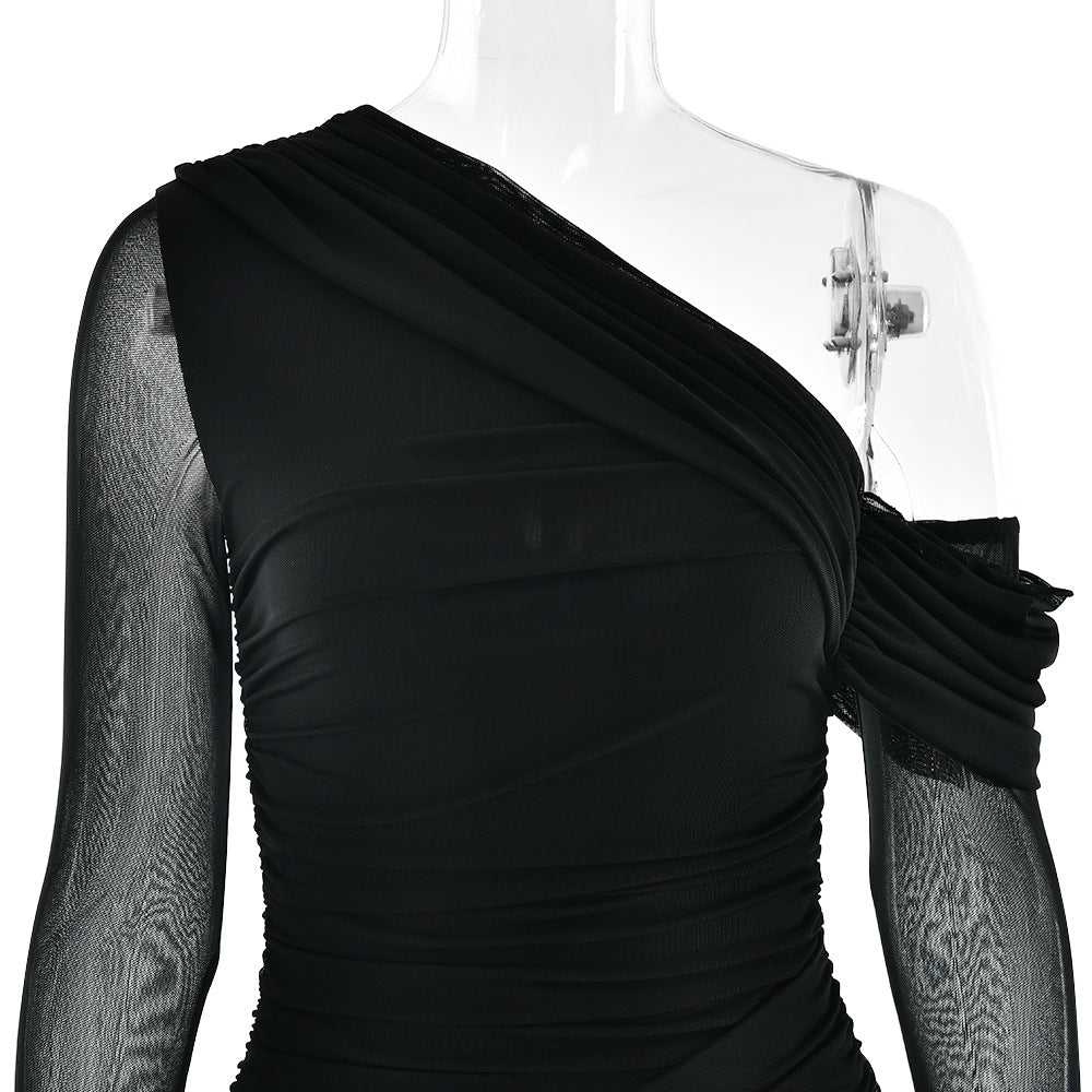 Soprano One-Shoulder Dress - Black