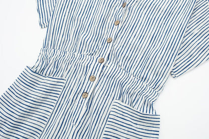 Summer Stripes Romper - Blue