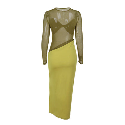 Marysh Mesh Bodycon Dress - Yellow