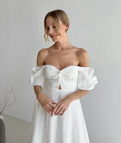 Fae Off Shoulder Dress - White