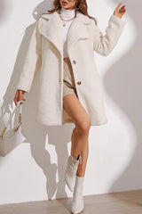 Longline Lapel Plush Winter Coat coats