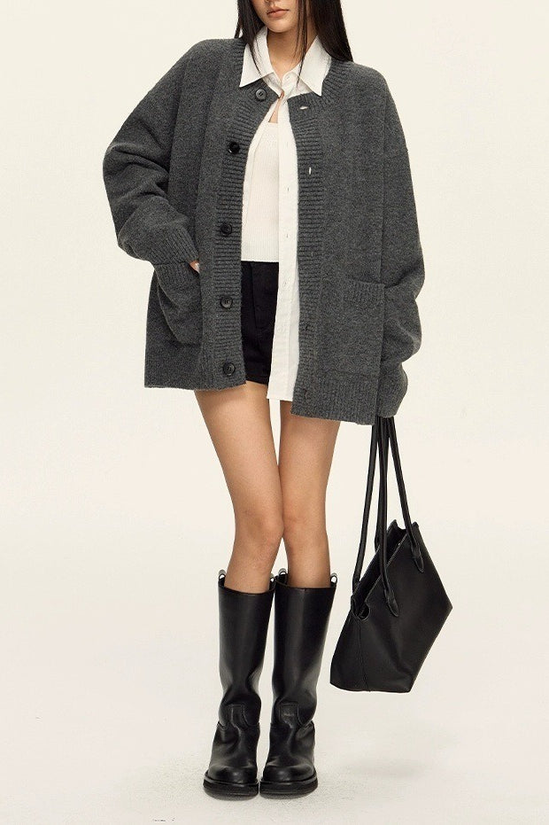 Relaxed Knit Cardigan S / Grey