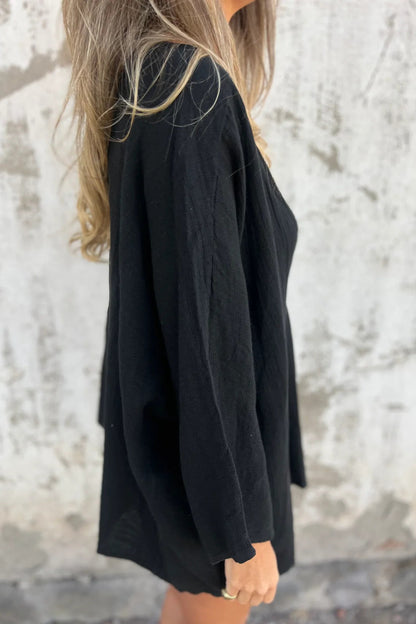 Loose Fit V Neck Long Sleeve Cardigan