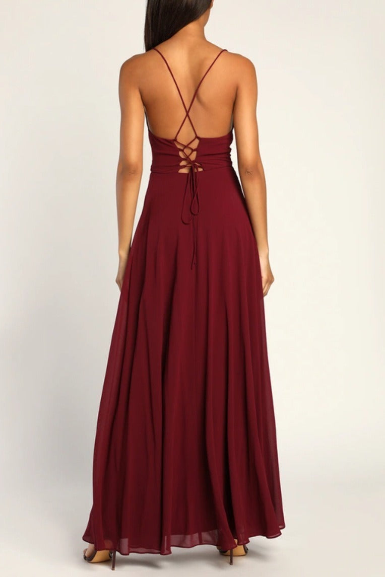 Sexy Halter Backless Maxi Formal Dress