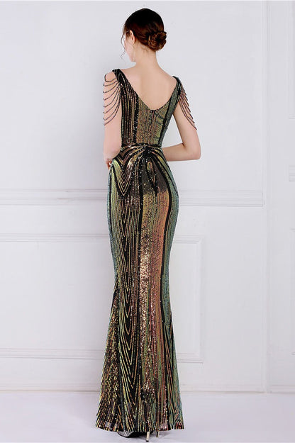 Beaded Floral Sequin Mermaid Party Dress