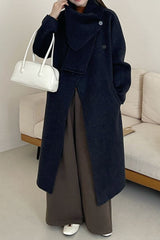 Wool Reversible Midi Scarf Style Overcoat