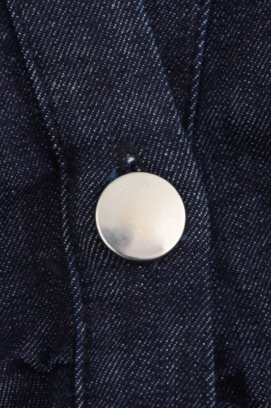 Denim Lapel Zipper Midi Dress