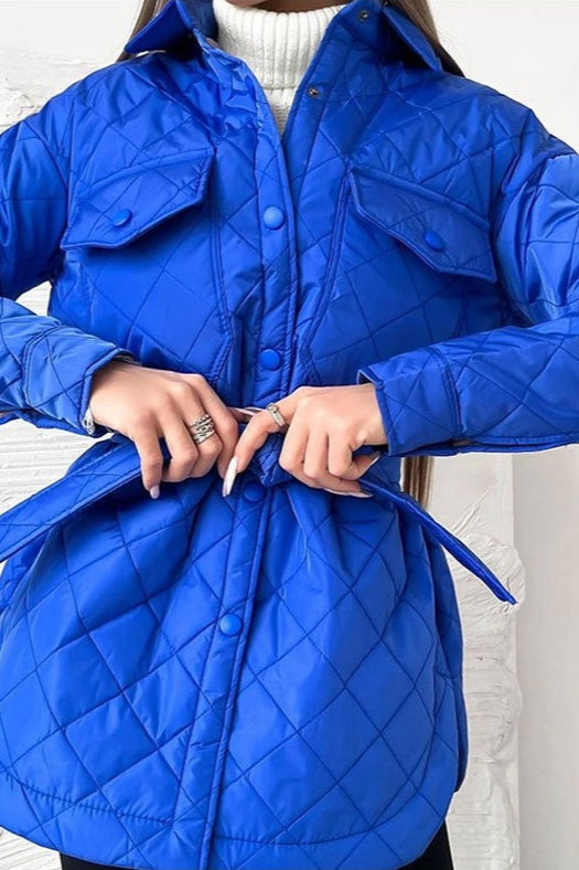 Oversized Longline Diamond Quilted Puffer Jacket