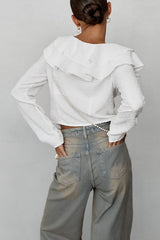 Elegant Long Sleeve Crepe Blouse