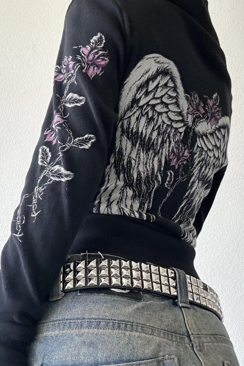 Street Style Wing Print Hoodie