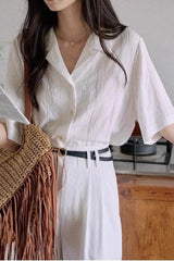 Cuban Collar Relaxed Fit Blouse