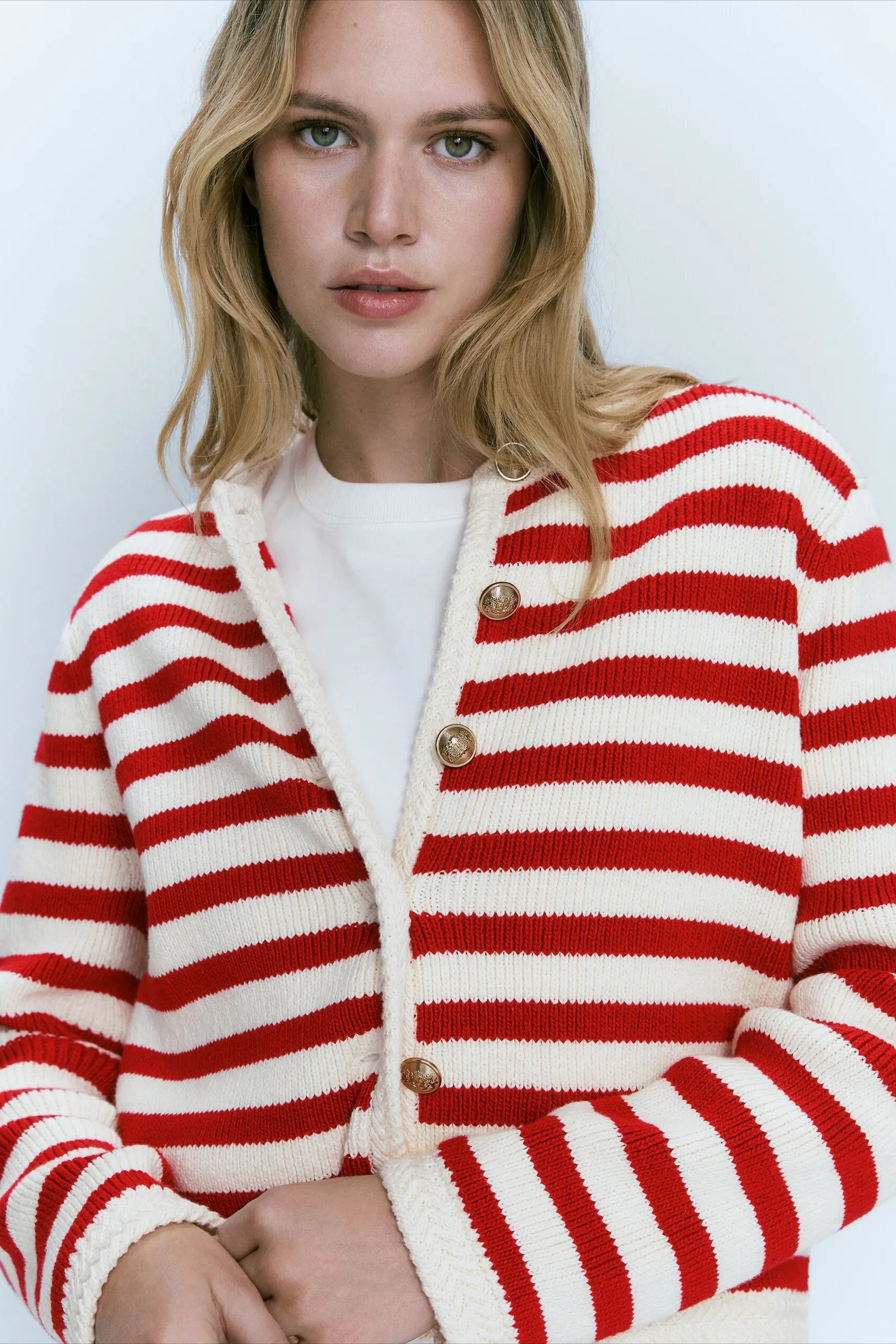 Striped Slim Fit Knit Cardigan