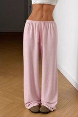 Solid Drawstring Waist Knit Pants