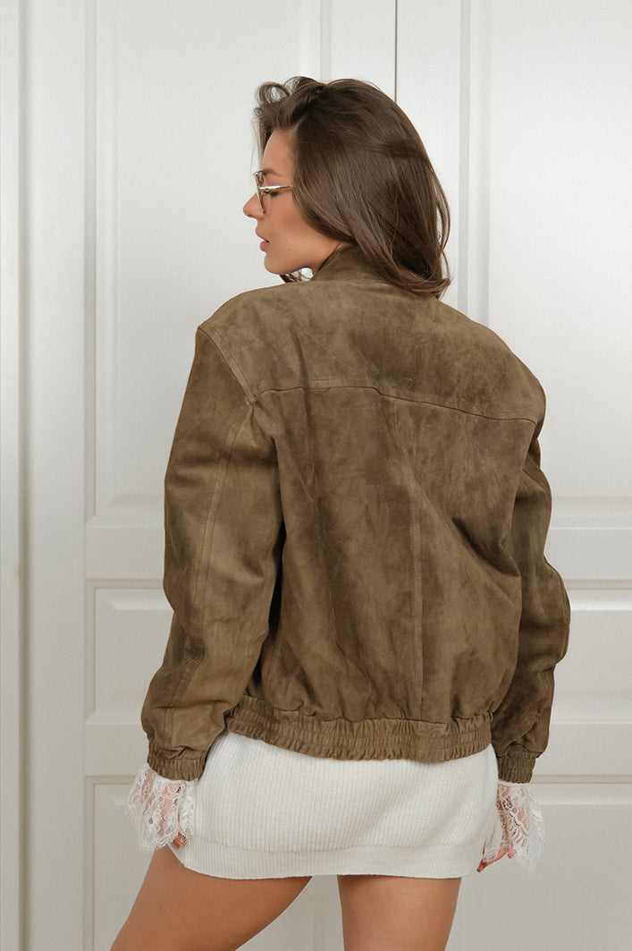 Vintage Khaki Suede Jacket
