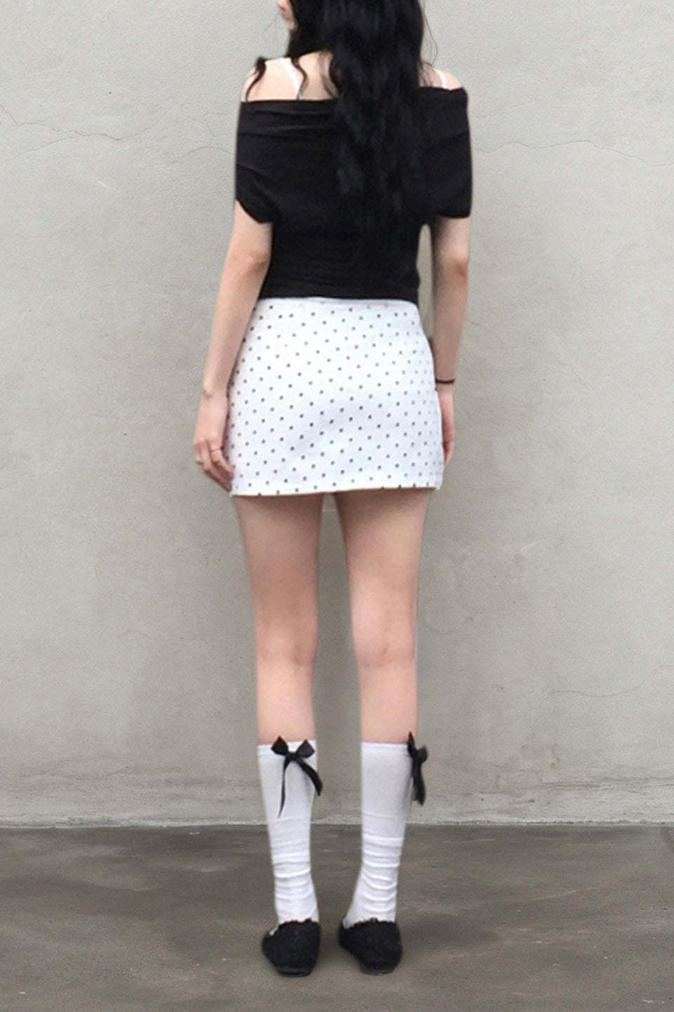 White Polka Dot Bodycon Mini Skirt