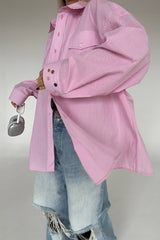 Asymmetric Button Back Cutout Blouse