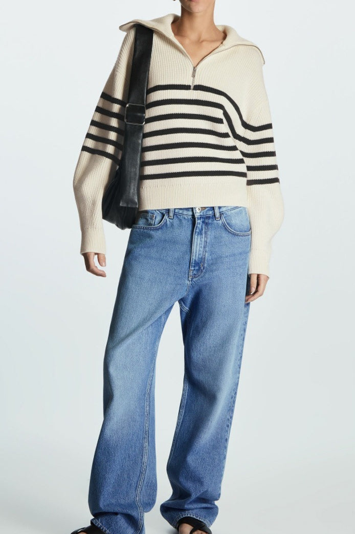 Fashion Wool Blend Open Collar Sweater