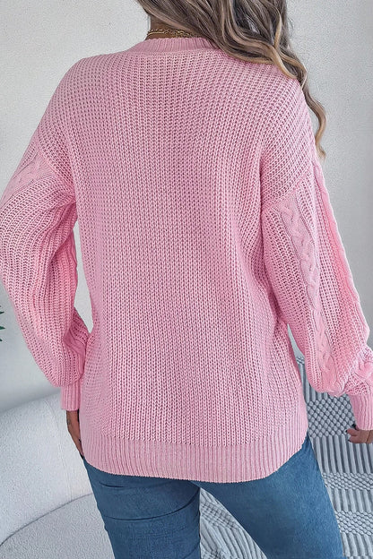 Knitted Long Sleeve Loose Single Breasted Cardigan