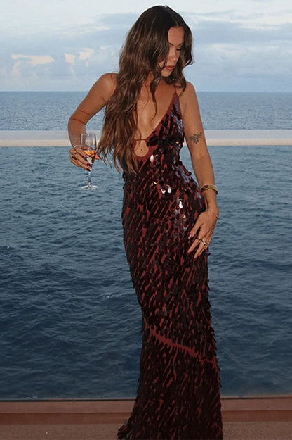 Sexy Sequin Long Maxi Dress