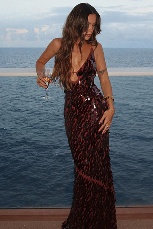 Sexy Sequin Long Maxi Dress