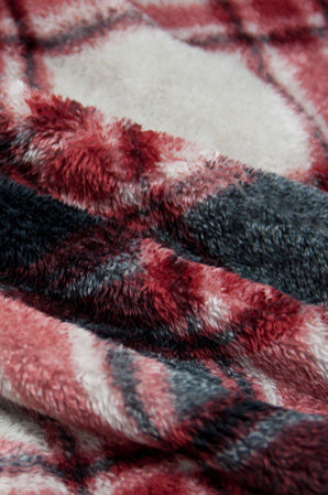 Fuzzy Plaid Hooded Short Sleeve Coat coats