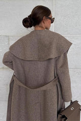 Wrap Notch Collar Cape Wool Blend Overcoat