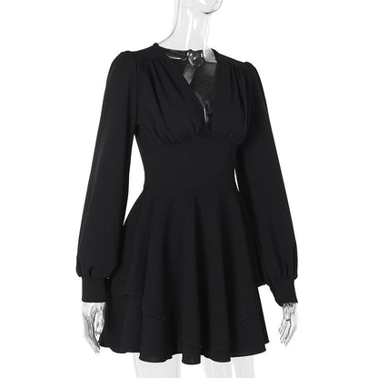 Bloom Skater Dress-Black