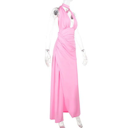 Rosier Slit Dress-Pink