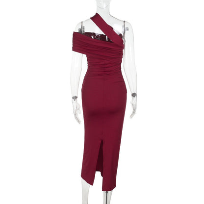 Horres Midi Dress-Maroon