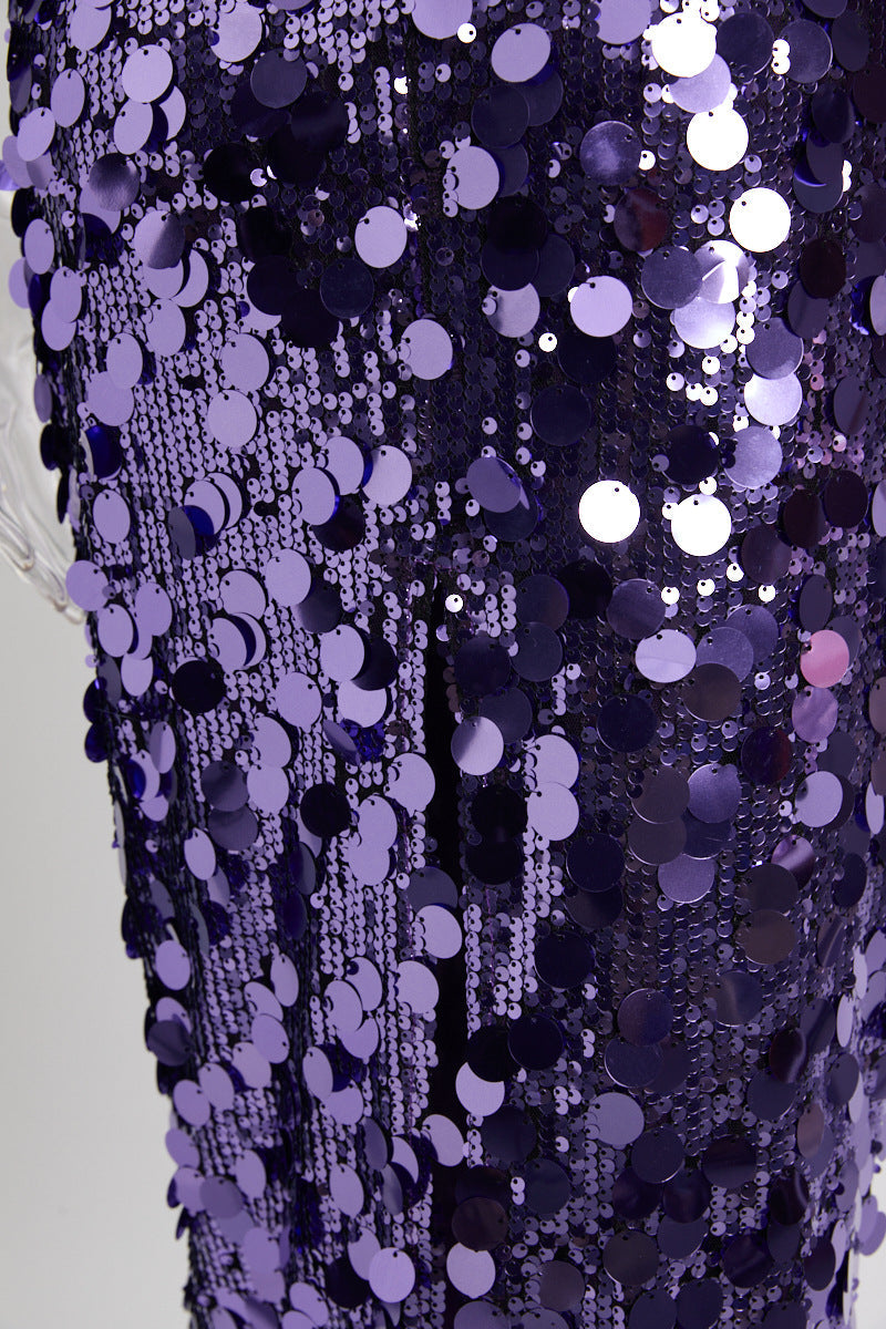 Sparkly Babe Midi Dress - Purple