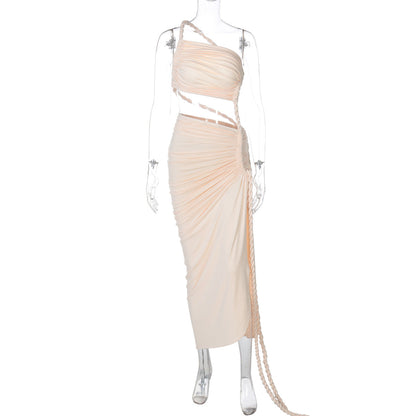 Delia Asymmetrical Dress - Beige