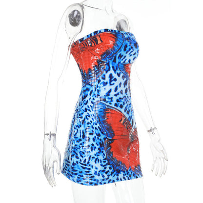 Carlini Mini Dress-Blue