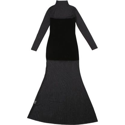 Velvet Crush Sheer Dress - Black