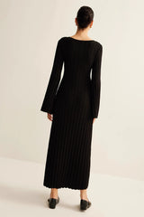 V Neck Button Front Sweater Dress