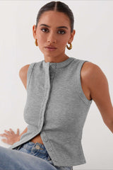 Round Neck Sleeveless Knit Top