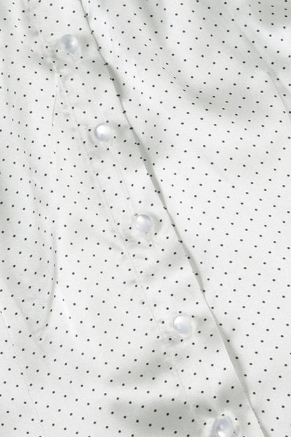Satin Polka Dot Short Sleeve Blouse