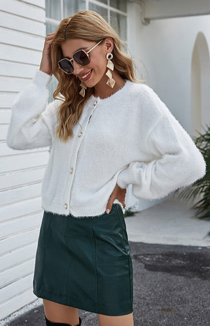 Oversized Short Knit Cardigan