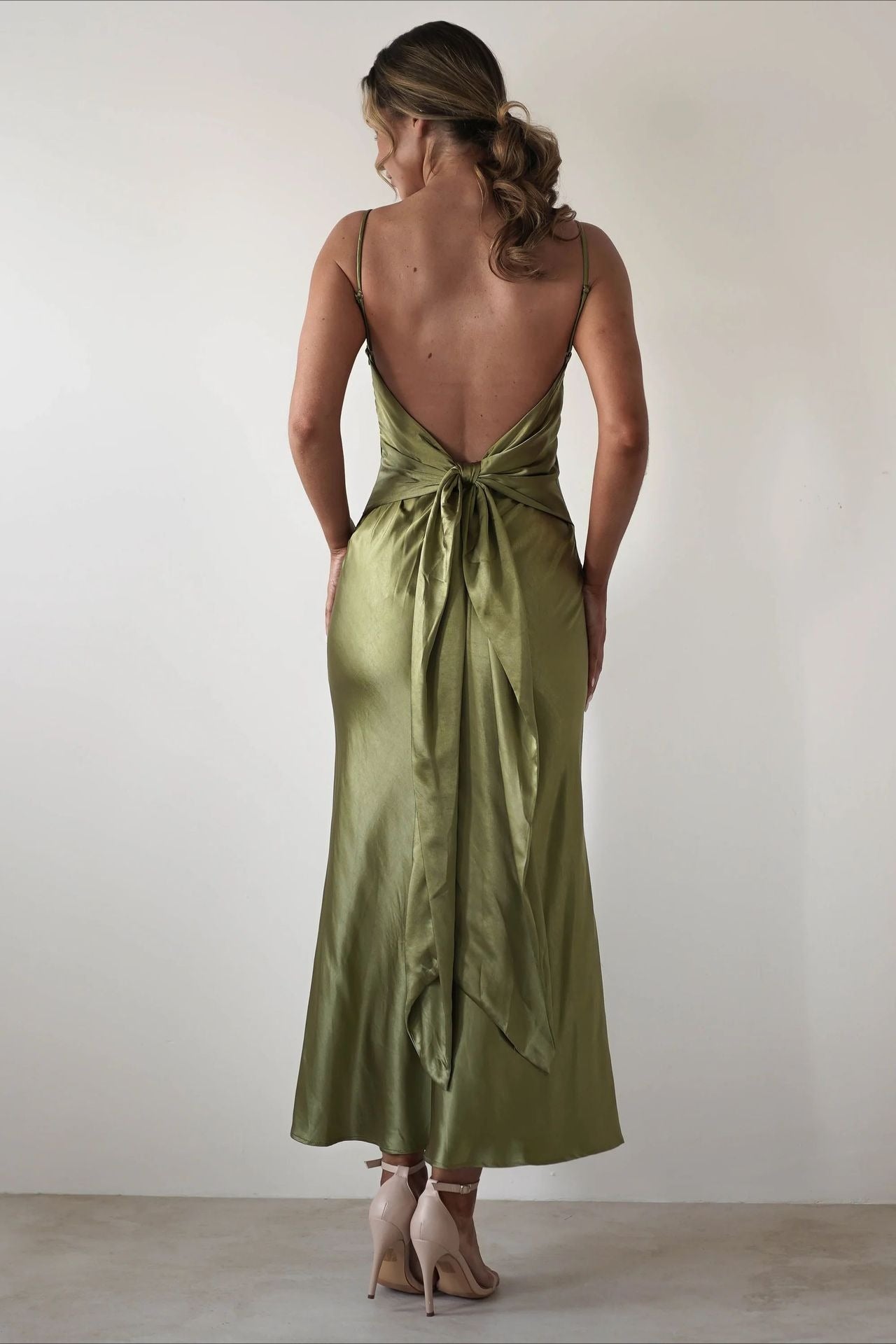 Satin Backless Tie Party Dress
