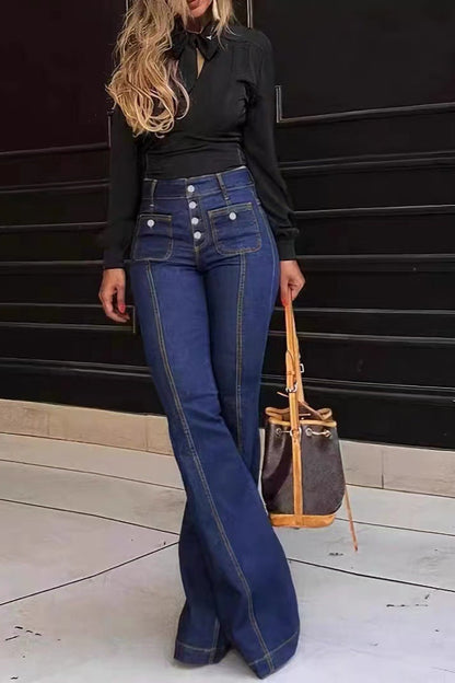 Stretch Slim Fit Flare Jeans Navy blue / S