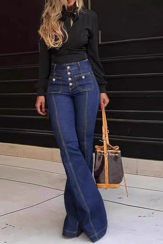 Stretch Slim Fit Flare Jeans Navy blue / S