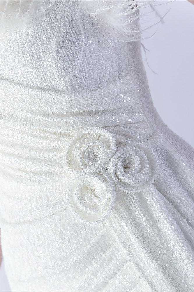 Ostrich Feather Embellished Maxi Dress