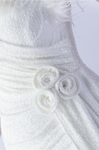 Ostrich Feather Embellished Maxi Dress