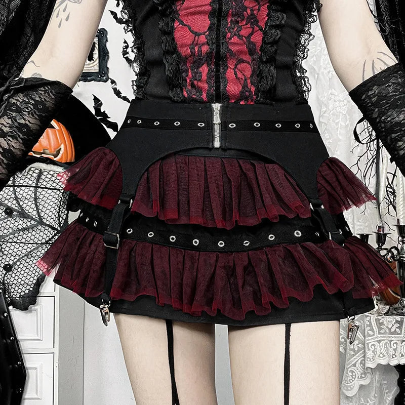 Halloween Gothic Mesh Ballet Mini Skirt