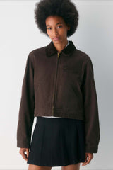 Cropped Utility Workwear Jacket S / Brown