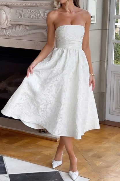 Strapless Elegant Party Dress XS / White