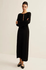 V Neck Button Front Sweater Dress