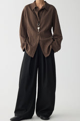 Draped V Neck Textured Blouse