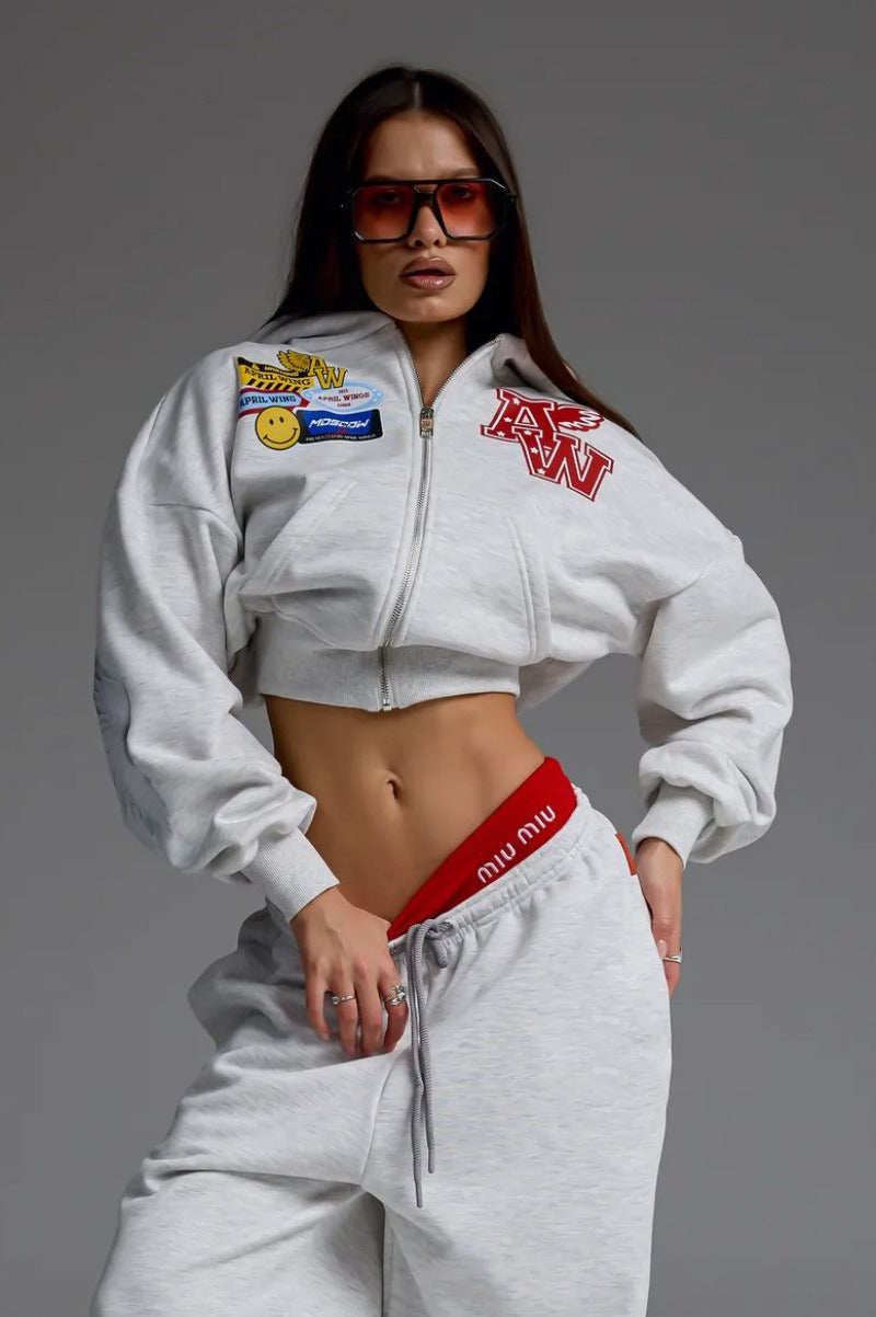 Motorcycle Print Zip-Up Hoodie