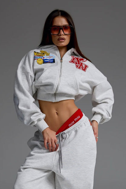 Motorcycle Print Zip-Up Hoodie