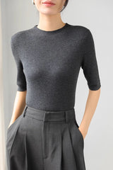 Ribbed Merino Cap Sleeve Knit Top